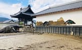 千曲川の氾濫で浸水地域にある寺院にも濁流が押し寄せた（2019年10月、長野市）
