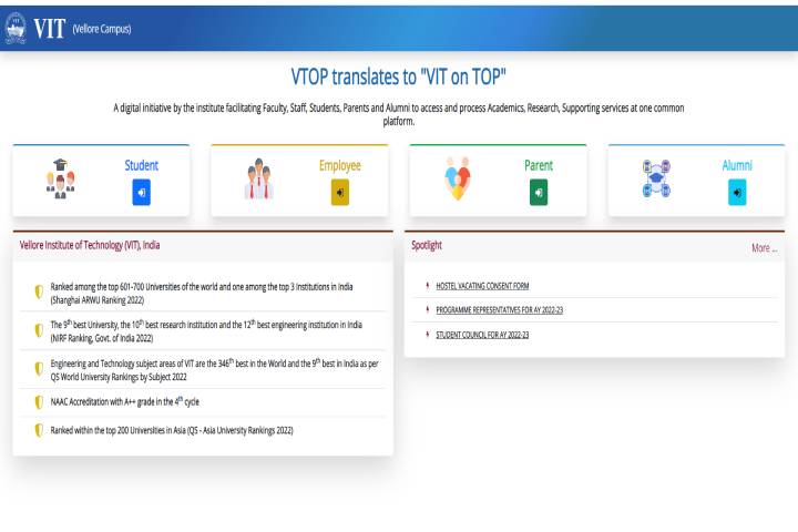 VTOP Login – Guide To Login at vtop.vit.ac.in